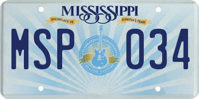 MS license plate MSP034