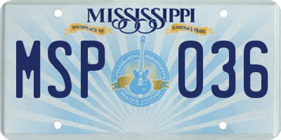 MS license plate MSP036