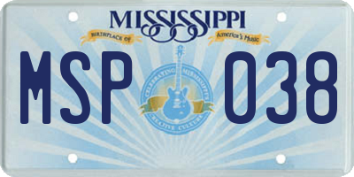 MS license plate MSP038