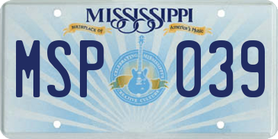 MS license plate MSP039