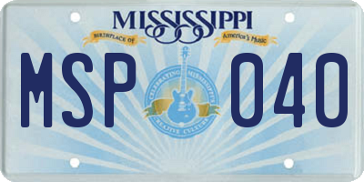 MS license plate MSP040