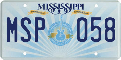 MS license plate MSP058