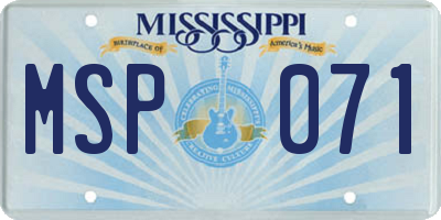MS license plate MSP071