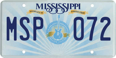 MS license plate MSP072