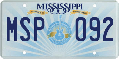 MS license plate MSP092