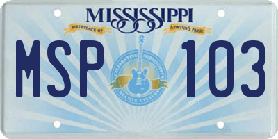 MS license plate MSP103