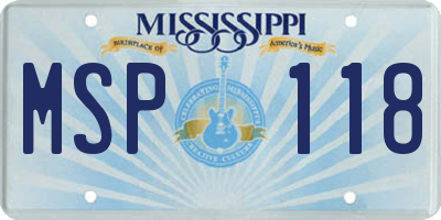 MS license plate MSP118