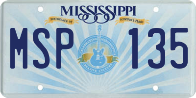 MS license plate MSP135