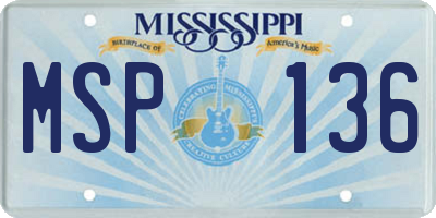 MS license plate MSP136