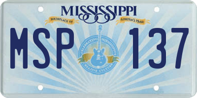 MS license plate MSP137