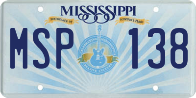 MS license plate MSP138