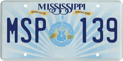 MS license plate MSP139