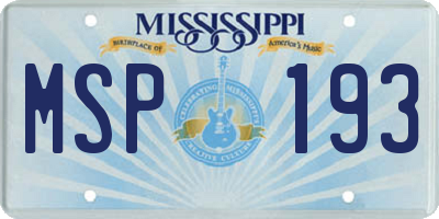 MS license plate MSP193