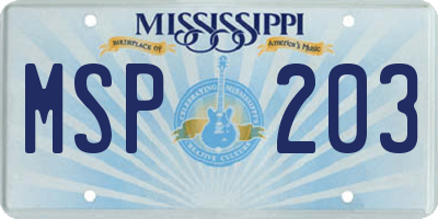 MS license plate MSP203
