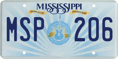 MS license plate MSP206