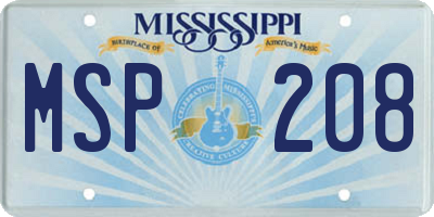 MS license plate MSP208