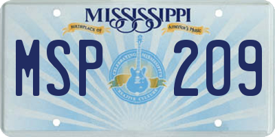 MS license plate MSP209