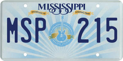 MS license plate MSP215