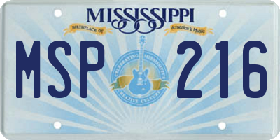 MS license plate MSP216