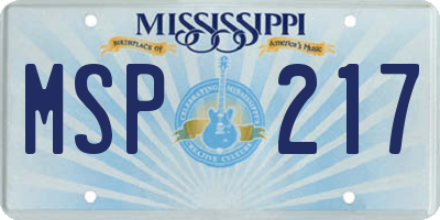 MS license plate MSP217