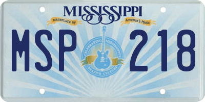 MS license plate MSP218