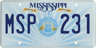 MS license plate MSP231