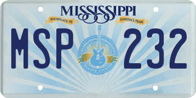 MS license plate MSP232