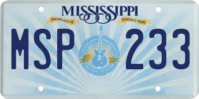 MS license plate MSP233