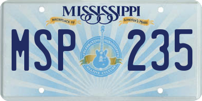 MS license plate MSP235