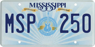 MS license plate MSP250