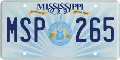 MS license plate MSP265