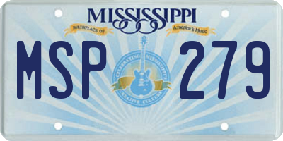 MS license plate MSP279
