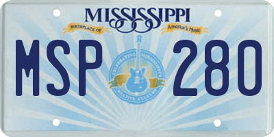 MS license plate MSP280
