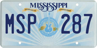 MS license plate MSP287
