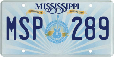 MS license plate MSP289