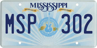 MS license plate MSP302