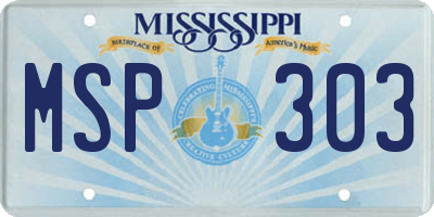MS license plate MSP303