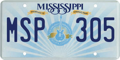 MS license plate MSP305