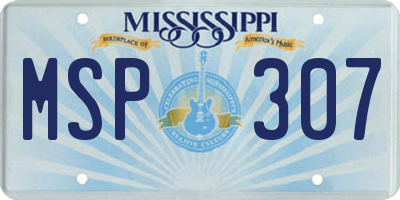 MS license plate MSP307