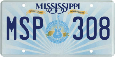 MS license plate MSP308