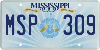 MS license plate MSP309