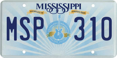 MS license plate MSP310