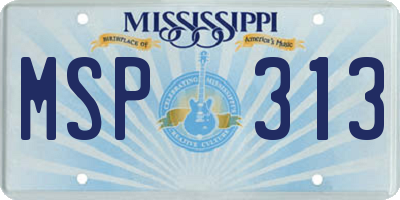 MS license plate MSP313