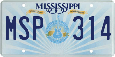 MS license plate MSP314