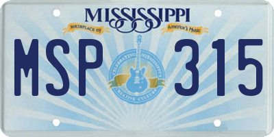 MS license plate MSP315