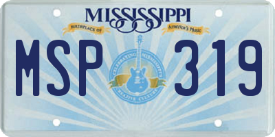 MS license plate MSP319
