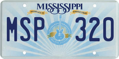 MS license plate MSP320