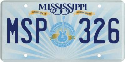MS license plate MSP326