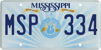MS license plate MSP334