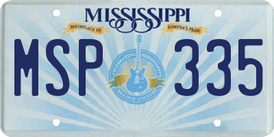 MS license plate MSP335